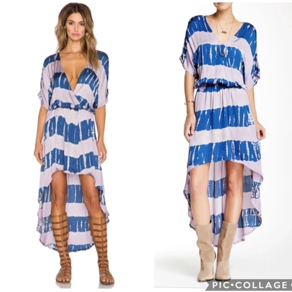 Gypsy 05 Satin Crosss Over Hi-Low Maxi Dress S
